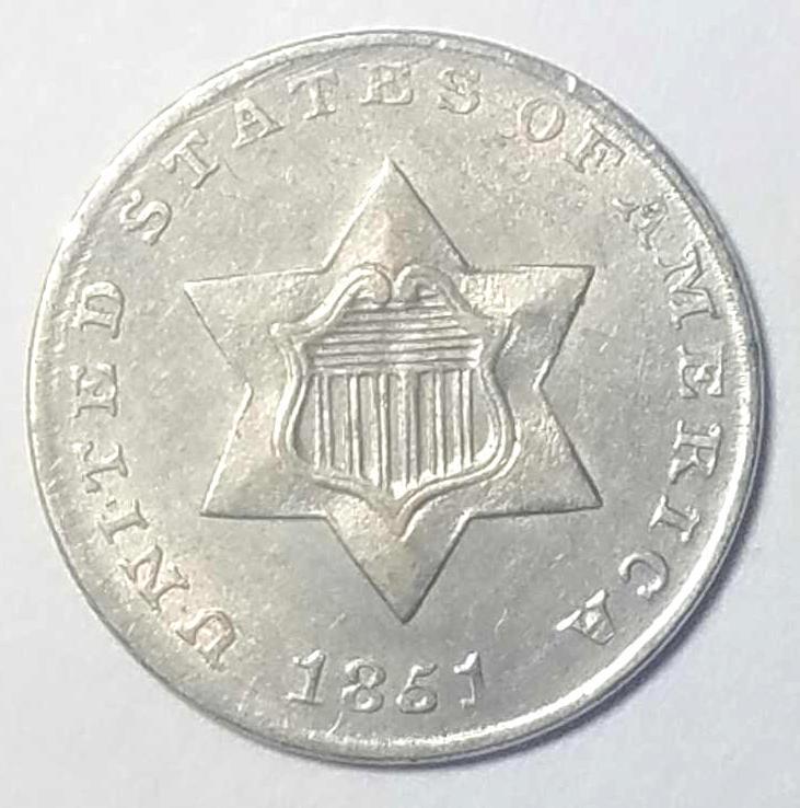 1851 Three Cent Piece Silver (1 of 2)