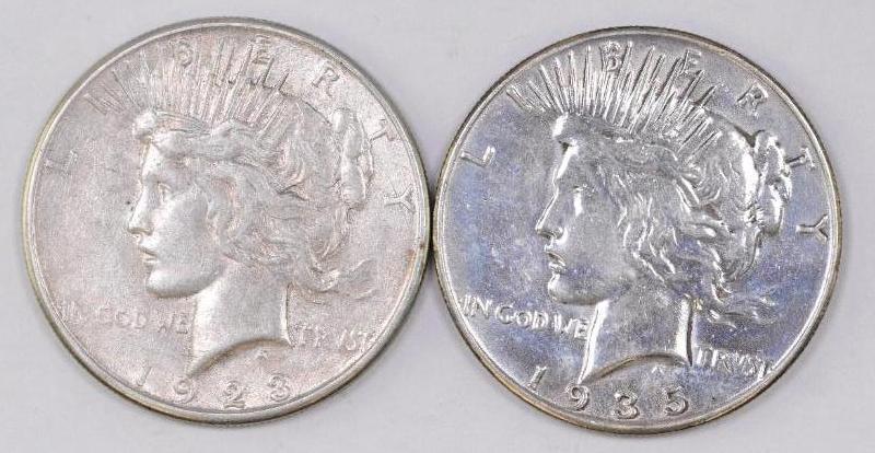 Group of (2) Peace Silver Dollars (1 of 2)