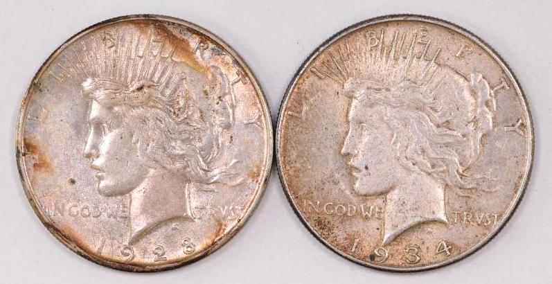 Group of (2) Peace Silver Dollars (1 of 2)