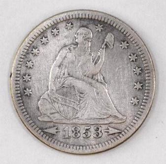 1853 P Arrows Seated Liberty Silver Quarter (1 of 2)