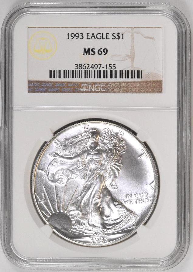 1993 P American Silver Eagle 1oz. (NGC) MS69 (1 of 2)