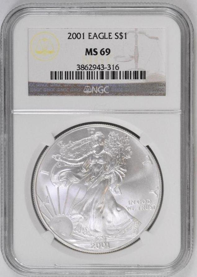 2001 P American Silver Eagle 1oz. (NGC) MS69 (1 of 2)