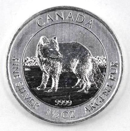 2014 Canada $8 1.5oz. Arctic Fox .9999 Fine Silver: One and a Half Ounces .9999 Fine Silver.