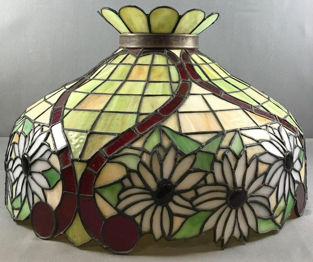 Antique Stained Glass Tiffany Style Hanging Light: Untested. 24X14 inches. Pickup or third party shipping only.