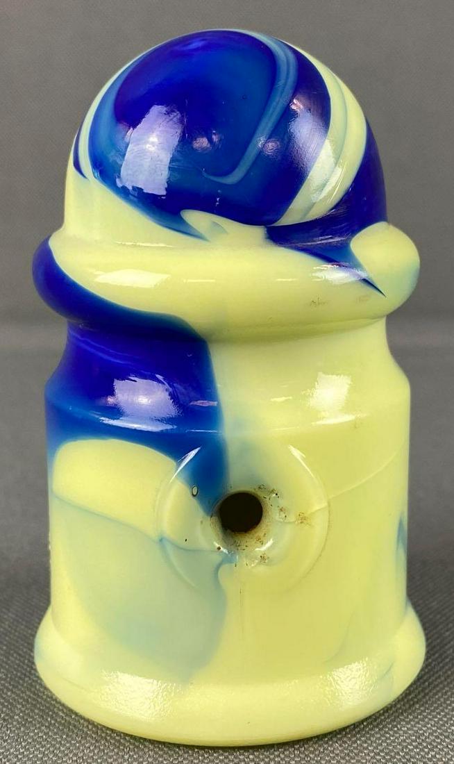 Blue swirl agate slag glass car ashtray