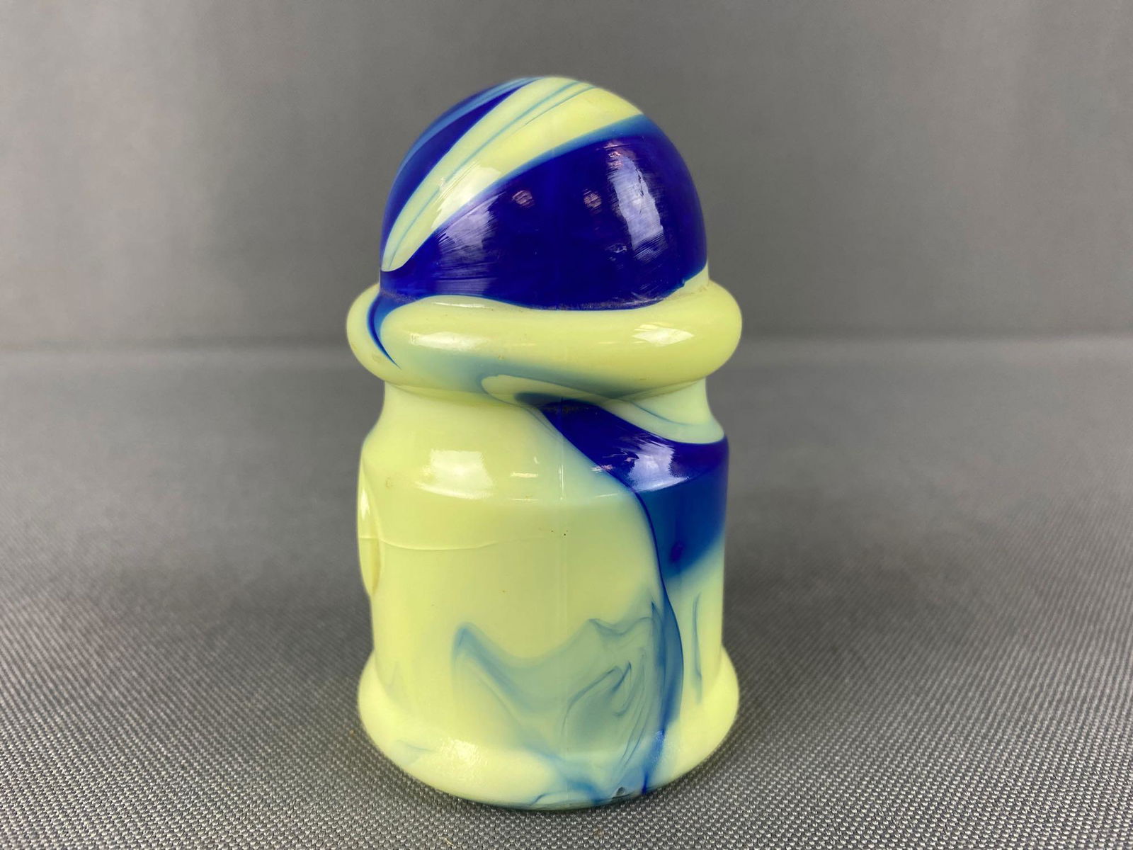 Blue swirl agate slag glass car ashtray