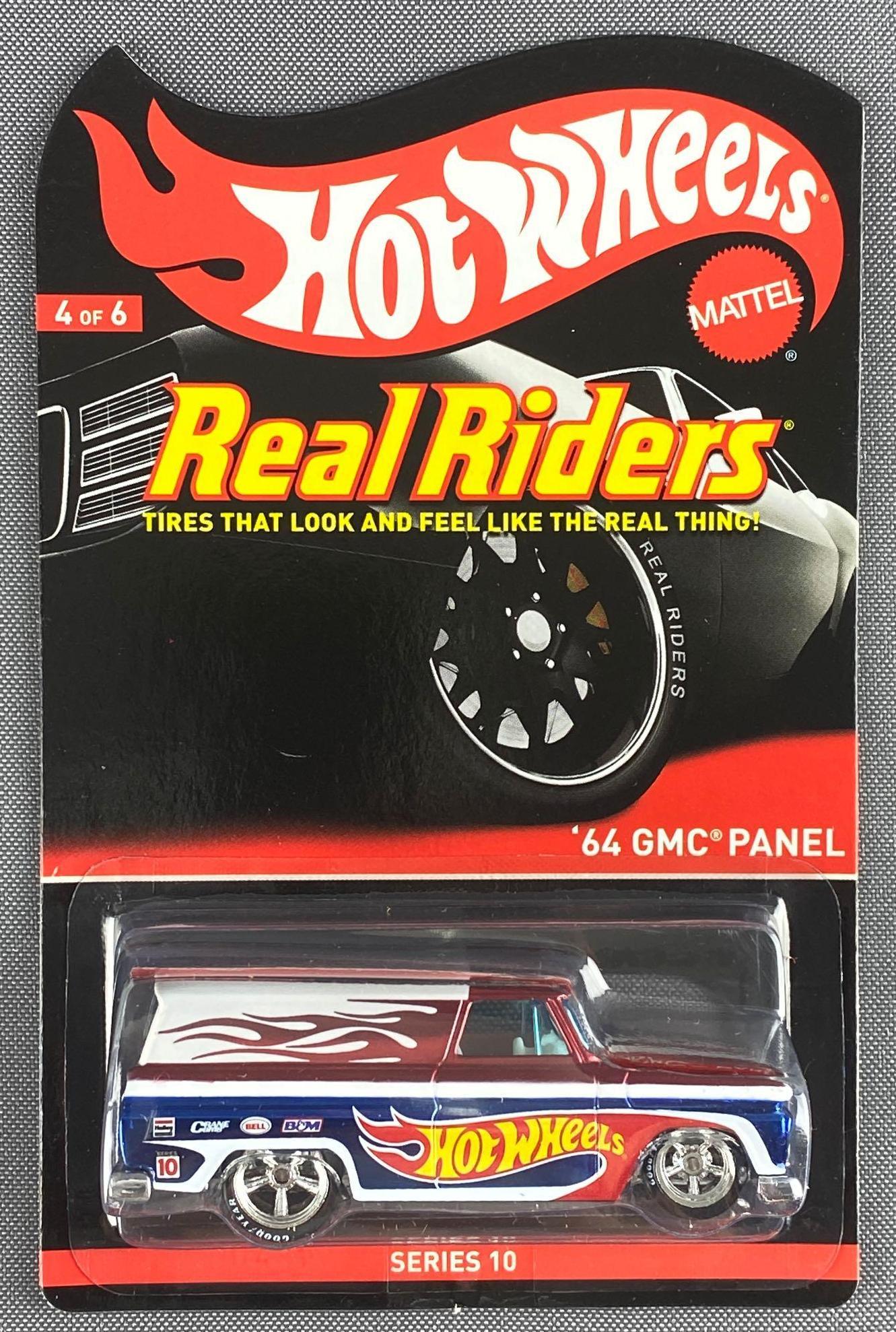 Hot Wheels Real Riders 64 GMC Panel: Die-cast vehicle, new in original packaging, red/white/blue body color. Limited Edition 00306/04000, Series 10. 2010 Mattel, Inc