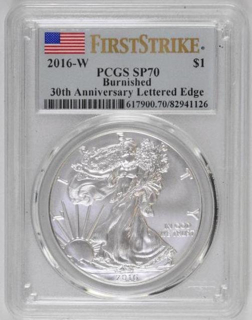 2016 W American Silver Eagle 1oz (PCGS) SP70 Burnished (1 of 2)