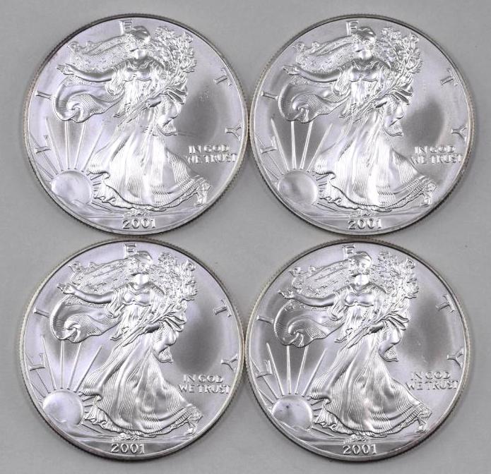 Group of (4) 2001 American Silver Eagle 1oz. (1 of 2)