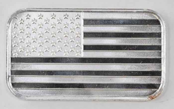 Flag Design 1oz. .999 Fine Silver Ingot/Bar (1 of 2)