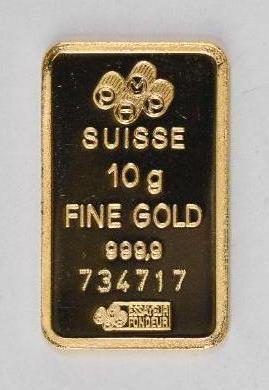PAMP SUISSE 10 Grams .9999 Fine Gold Ingot/Bar: Ten Grams .999 Fine Gold.