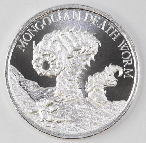 2021 Intaglio Mint Mongolian Death Worm 1oz. .999 Fine: One Ounce .999 Fine Silver.