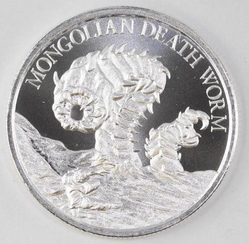2021 Intaglio Mint Mongolian Death Worm 1oz. .999 Fine: One Ounce .999 Fine Silver.