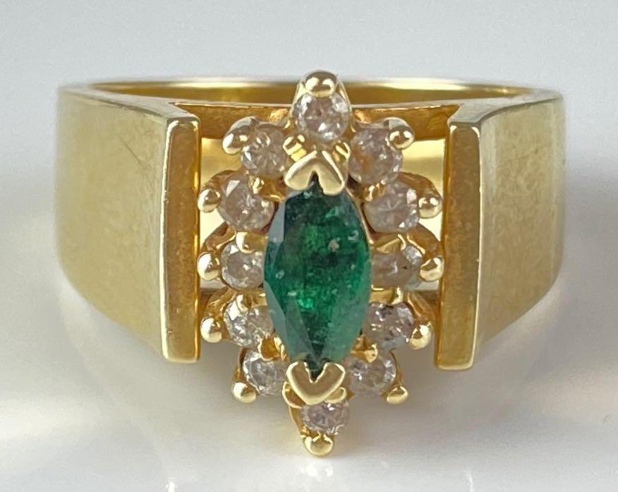 14K Gold Diamond Emerald Ring (1 of 5)