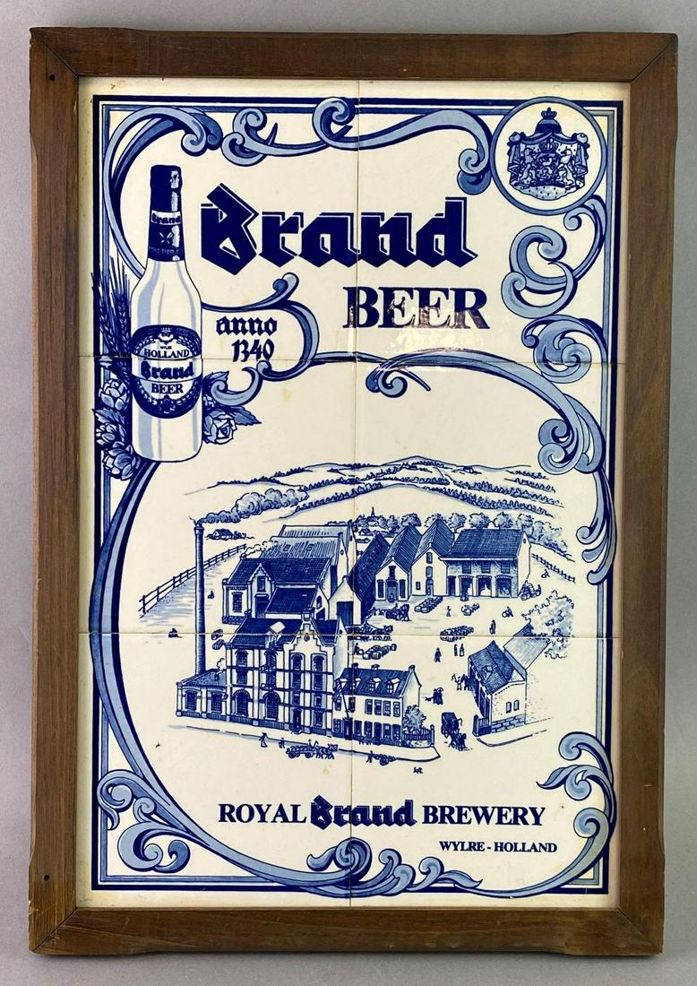 Framed Dutch Tile Brand Beer Advertising Sign (1 of 2)