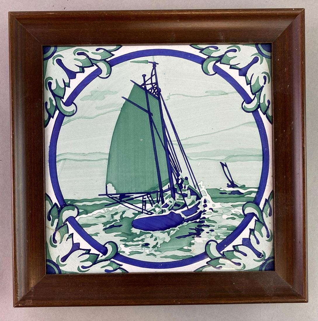 Framed Ceramic Art Tile of Sailboat (1 of 2)