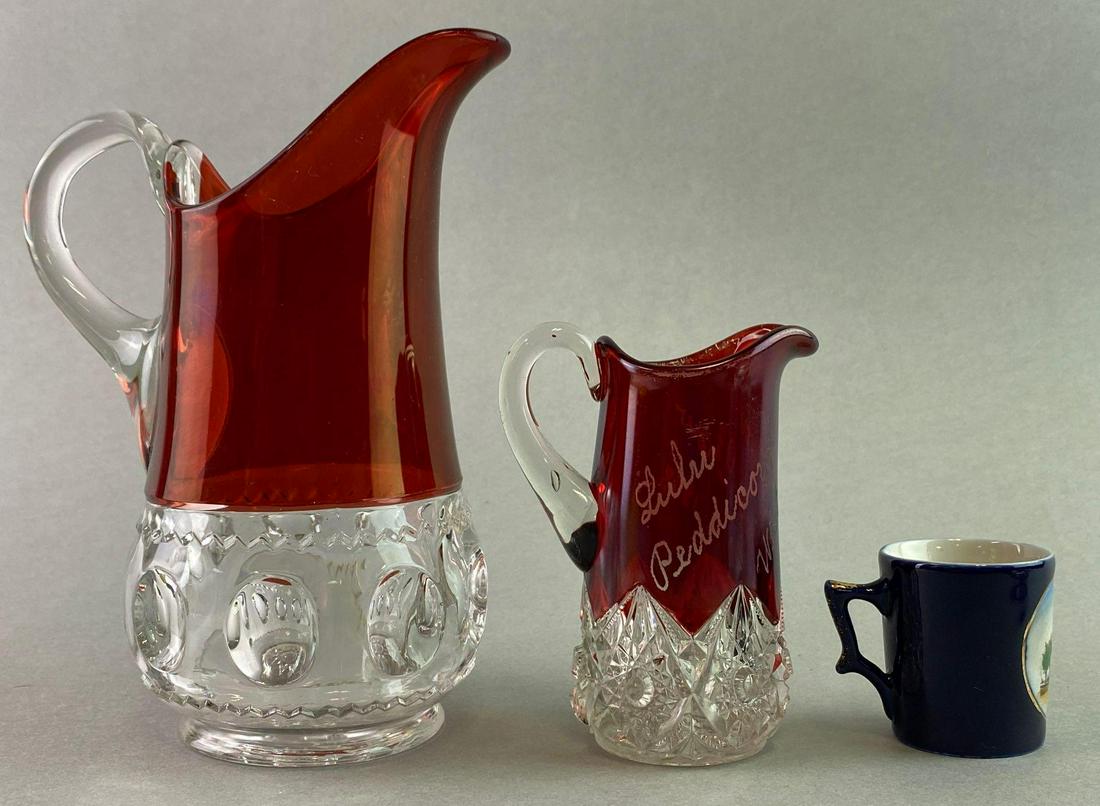 Group of 3 Ruby Glass and Souvenir Cup (1 of 7)