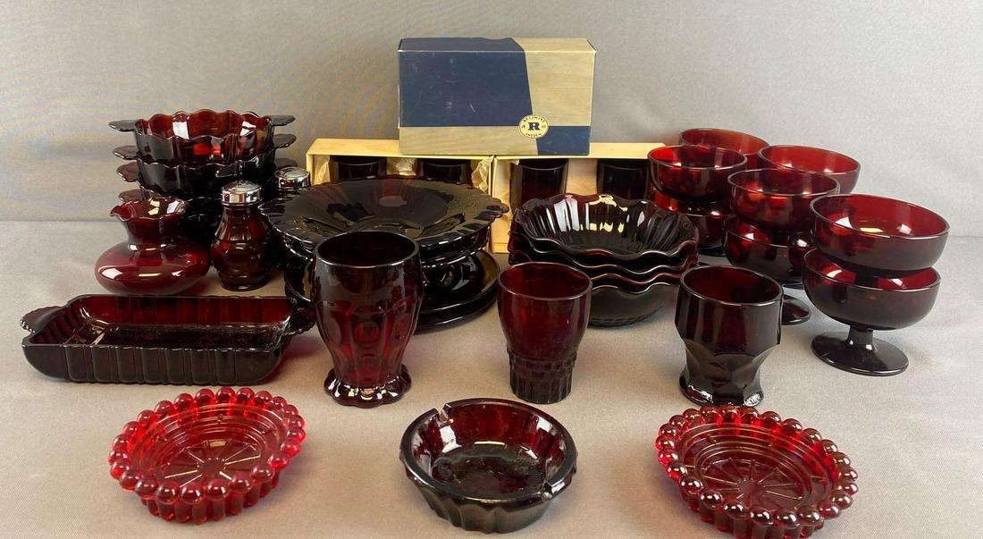 Group of 37 pieces of assorted Ruby Red depression (1 of 7)