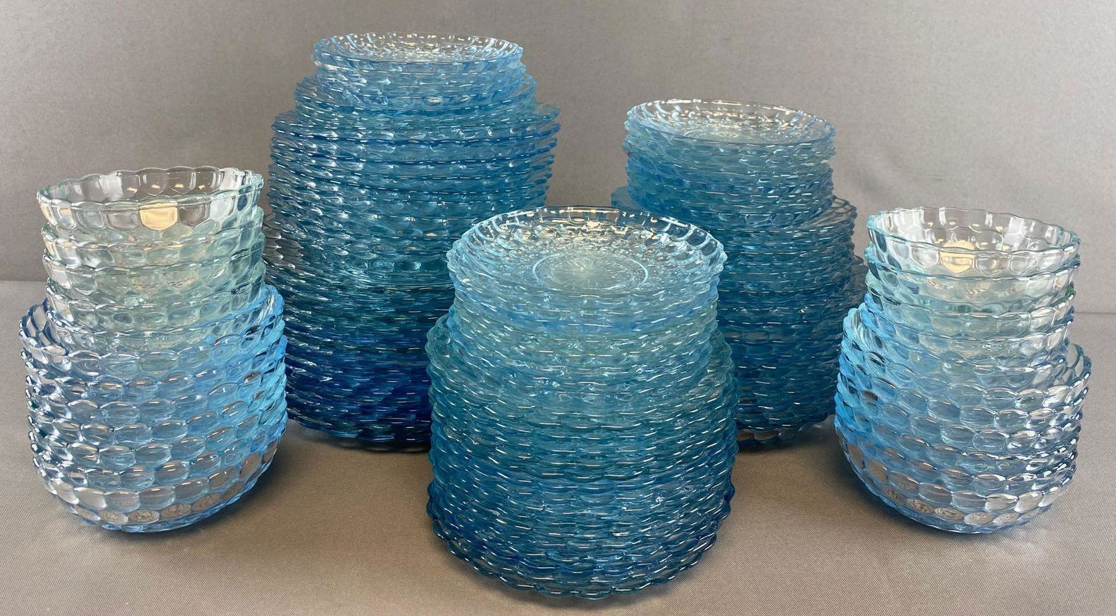 Group of appx 100 pieces Blue glass plates and bowls (1 of 4)