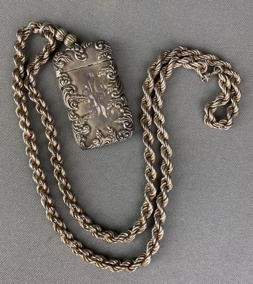 Antique Sterling Silver Match Safe Necklace Pendant