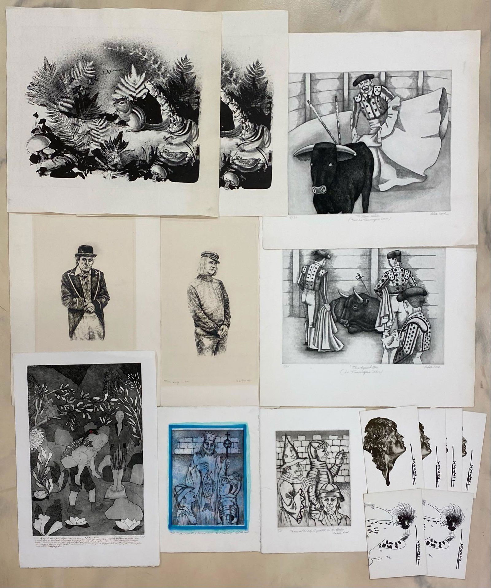 Lot of 4 signed Roberta Loach Etchings & artwork (1 of 4)