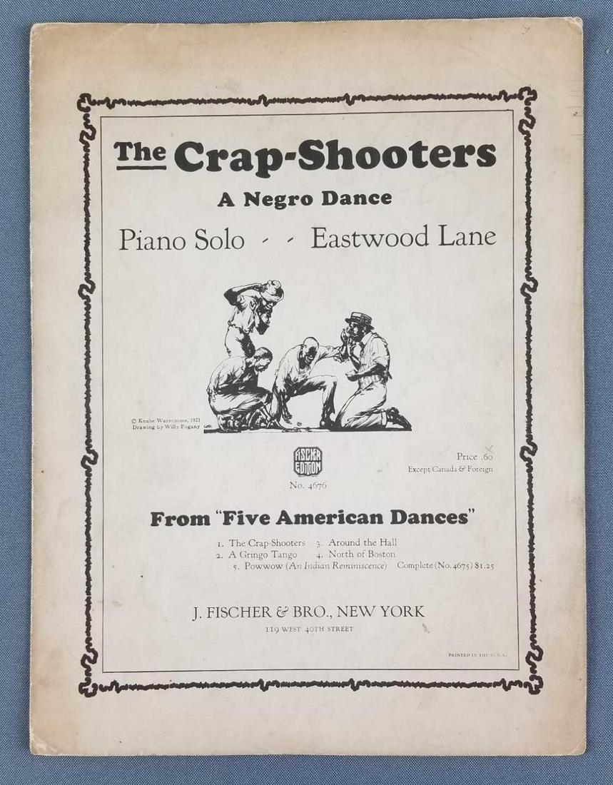 Black Americana The Crap Shooters piano music: A negri dance, from Five American Dances. Copyright 1921.