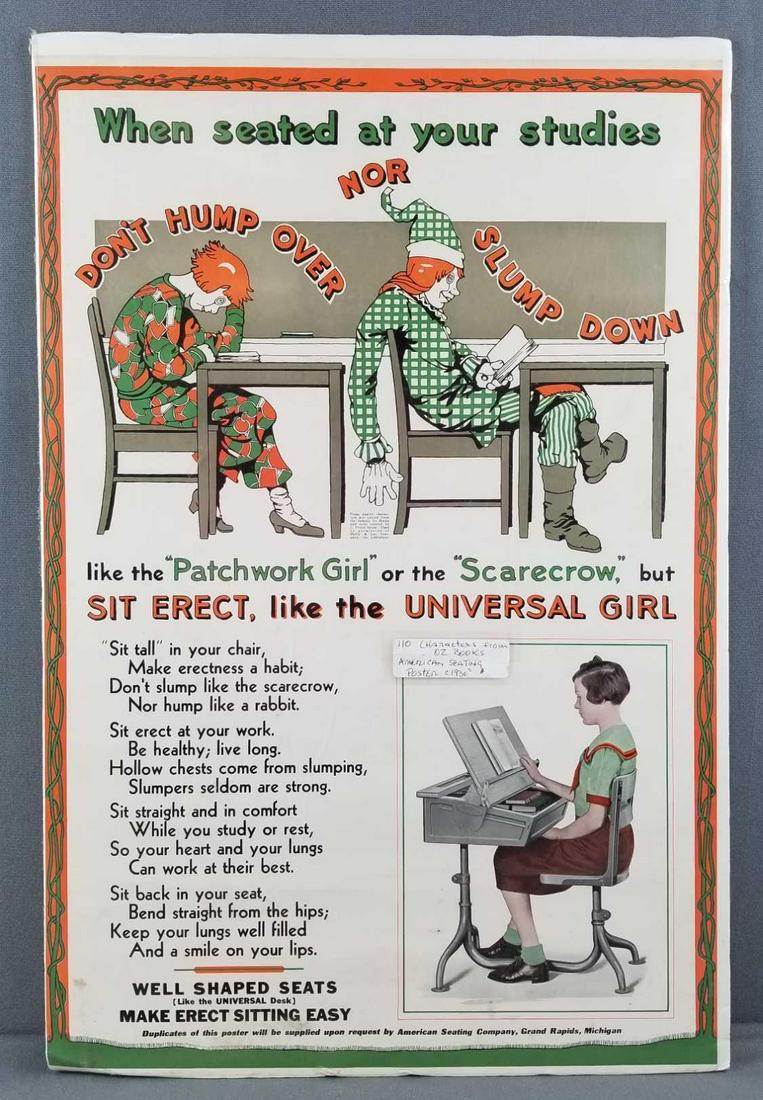 American Seating company poster: Circa 1930s. 17.5 x 26 inches