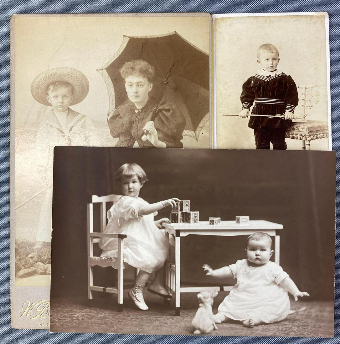 Group of 3 ChildrenÕs Photos: Includes two children playing with toys, little boy, and a woman and her son
