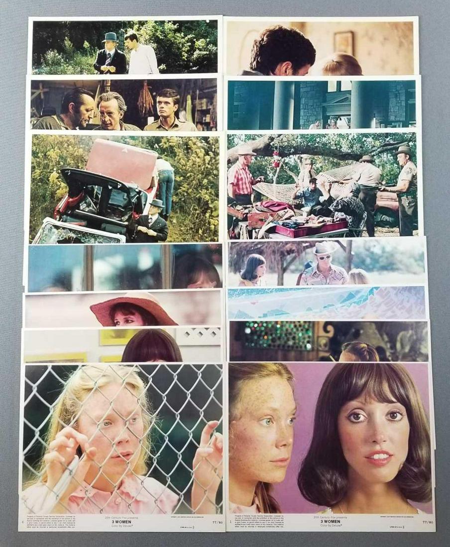 Group of movie mini lobby cards: Flim-flam Man, 3 Women. George C Scott, Shelley Duvall, Sissy Spacek