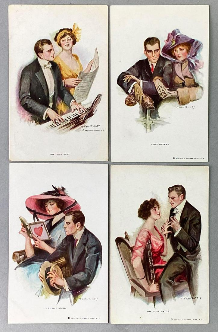 Postcards-Courtship Artist Signed: Group of 6. Artwork by Earl Christy.
