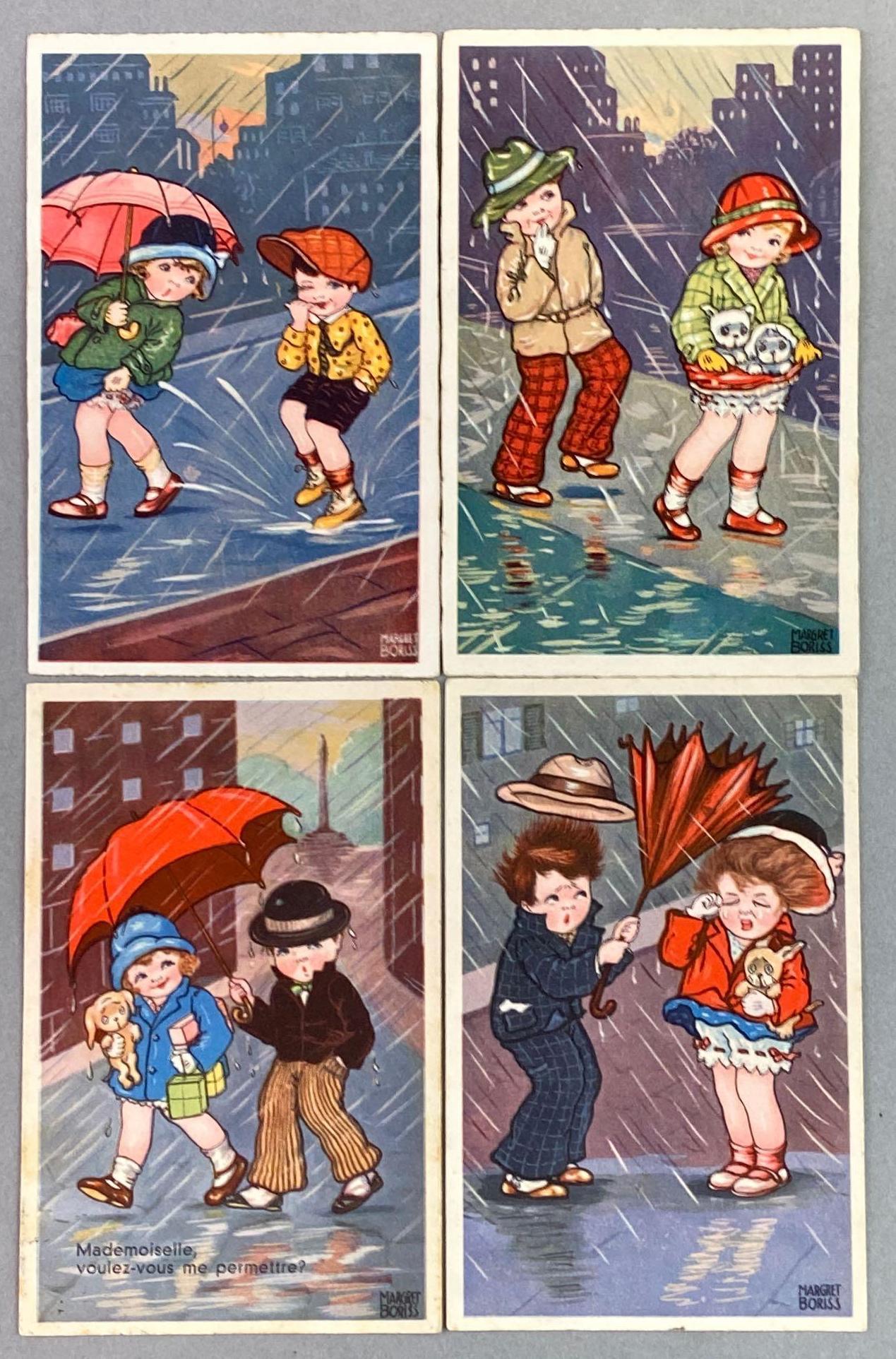 Postcards-Children in Rain Artist Signed (1 of 2)