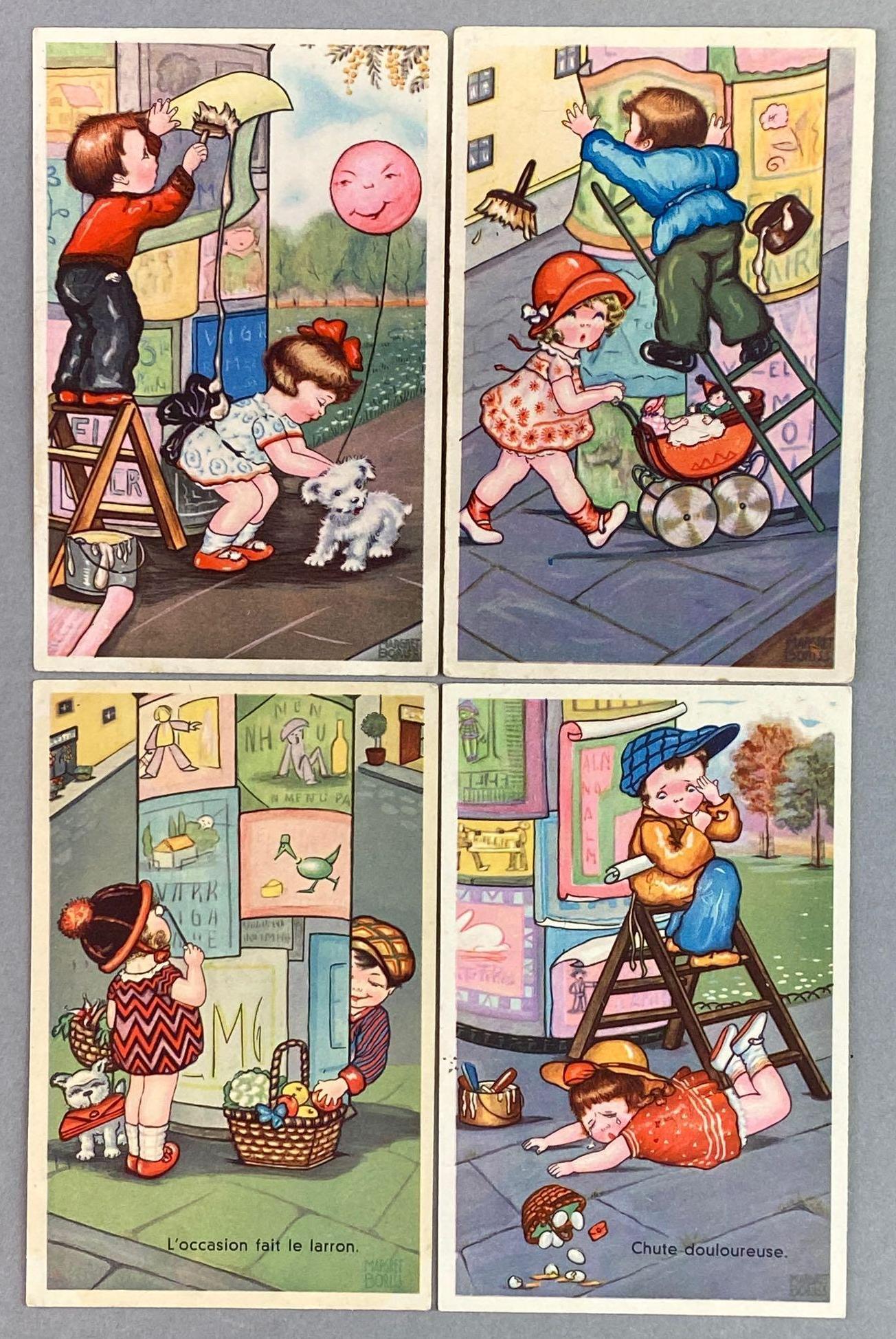 Postcards-Children Mishap Artist Signed (1 of 2)