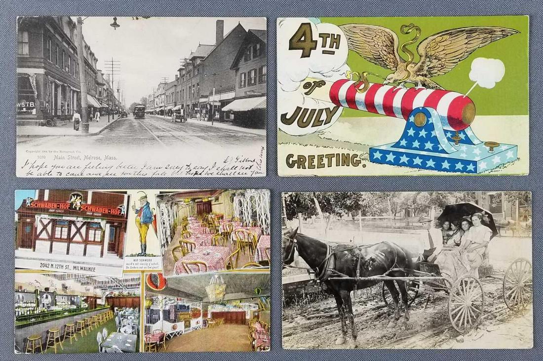 Postcards- unsorted RPPC, patriotic, street scene (1 of 8)