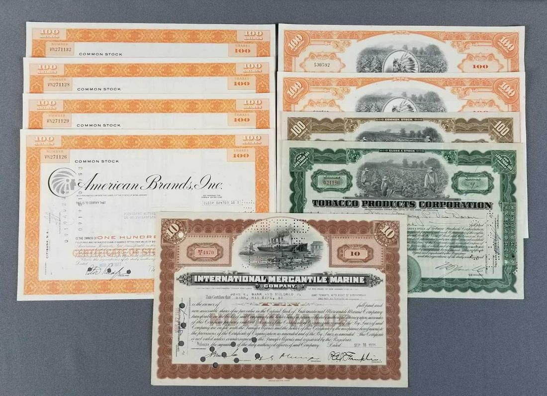 Group of 9 share certificates (1 of 4)