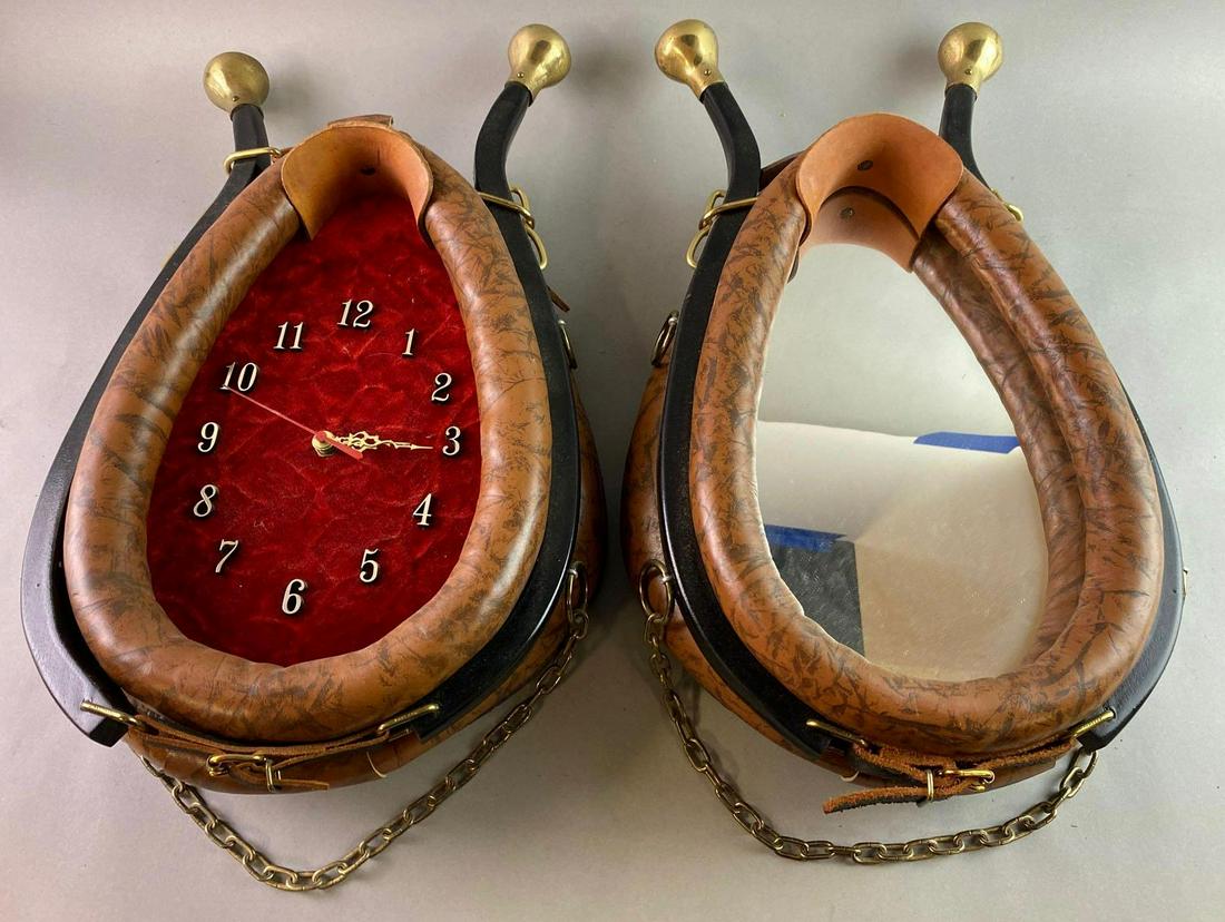 Group of 2 Horse Collar Mirror and Clock (1 of 1)