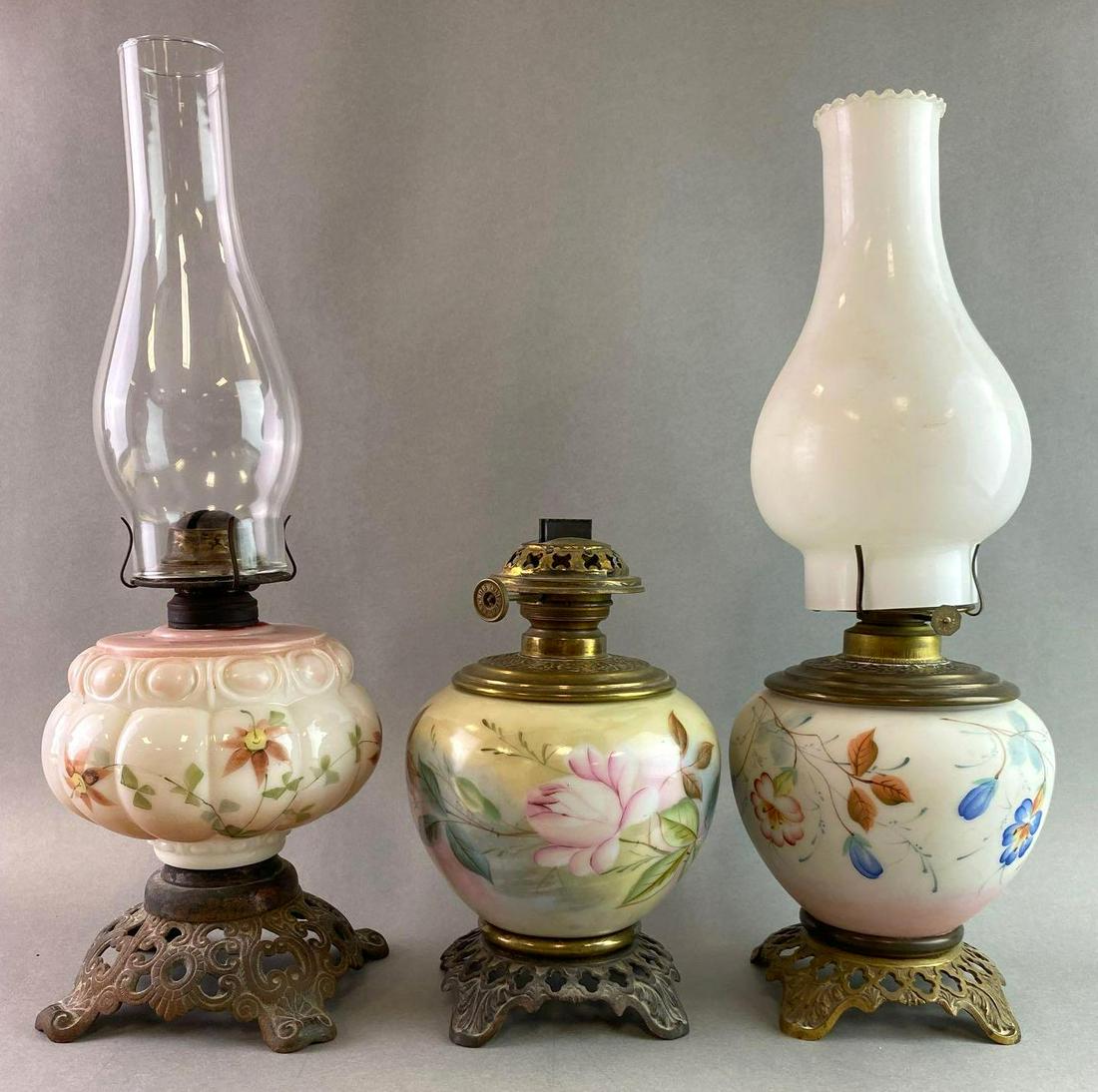 Set of 3 Hand Painted Oil Lamps (1 of 1)