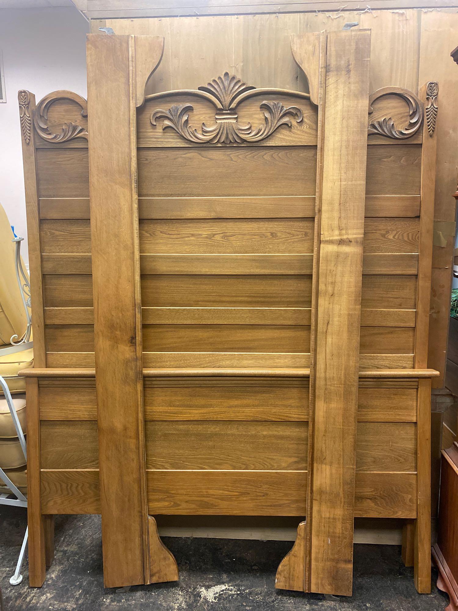 Ash headboard, footboard, and side rails: Headboard measures 56.25x72 inches. No shipping
