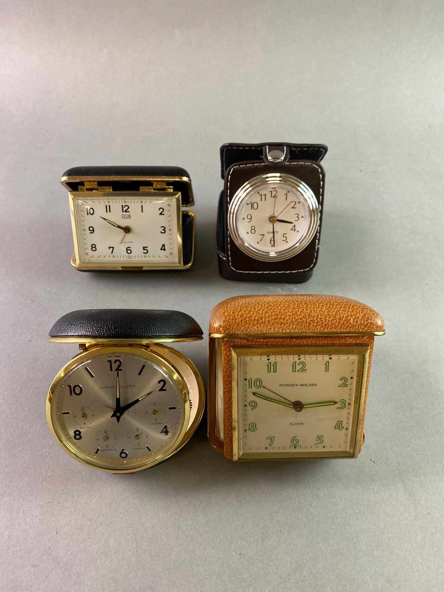 Group of 4 Travel Alarm Clock Westclox Phinney-Walker (1 of 3)