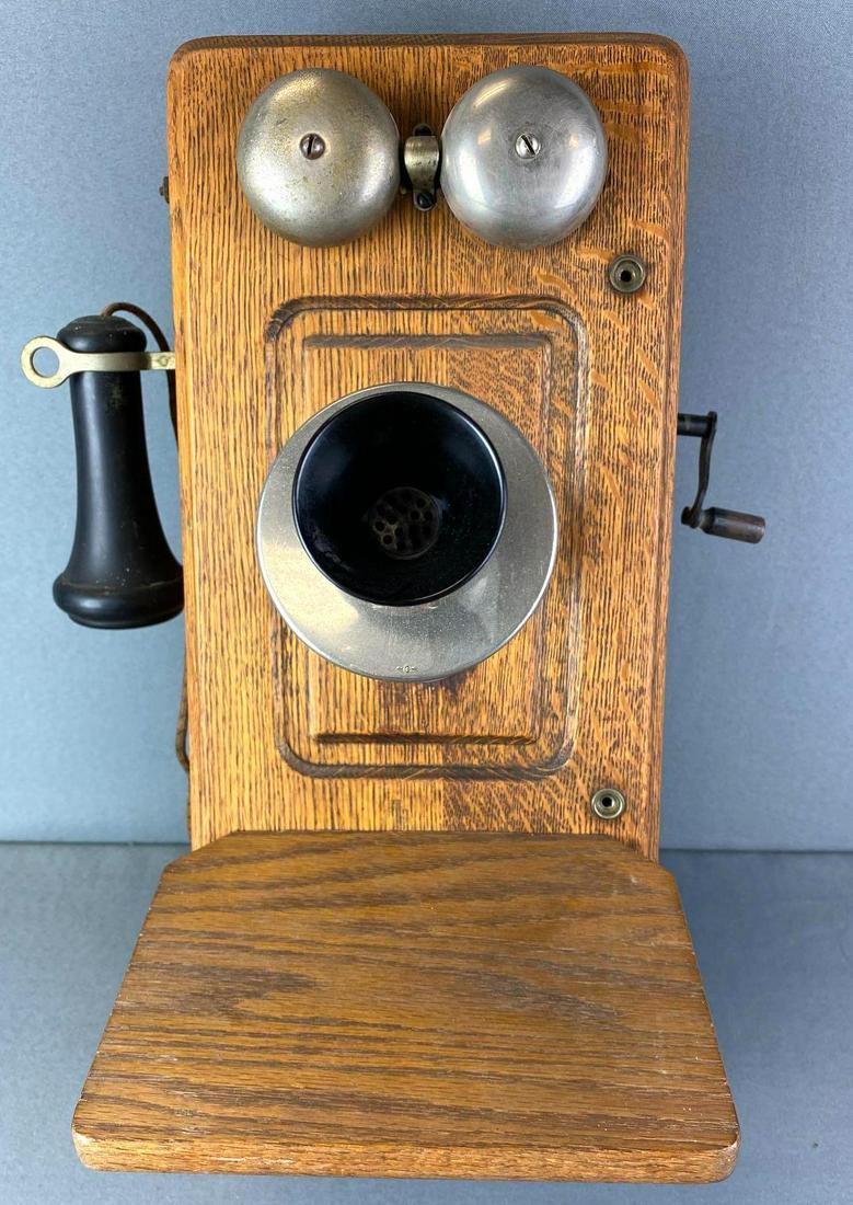 Wooden Kellogg Hand Crank Wall Telephone (1 of 5)