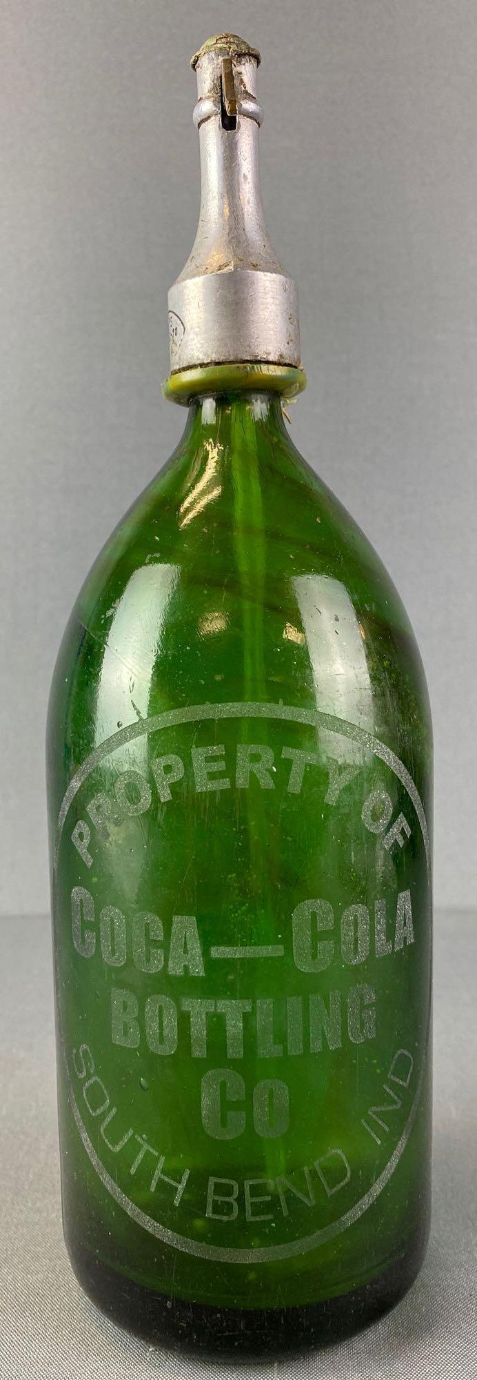 Vintage Coca Cola Etched Green Glass Seltzer Bottle (1 of 5)