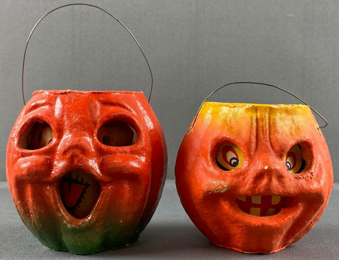 Group of 2 Antique Paper Mache Jack O Lantern (1 of 4)