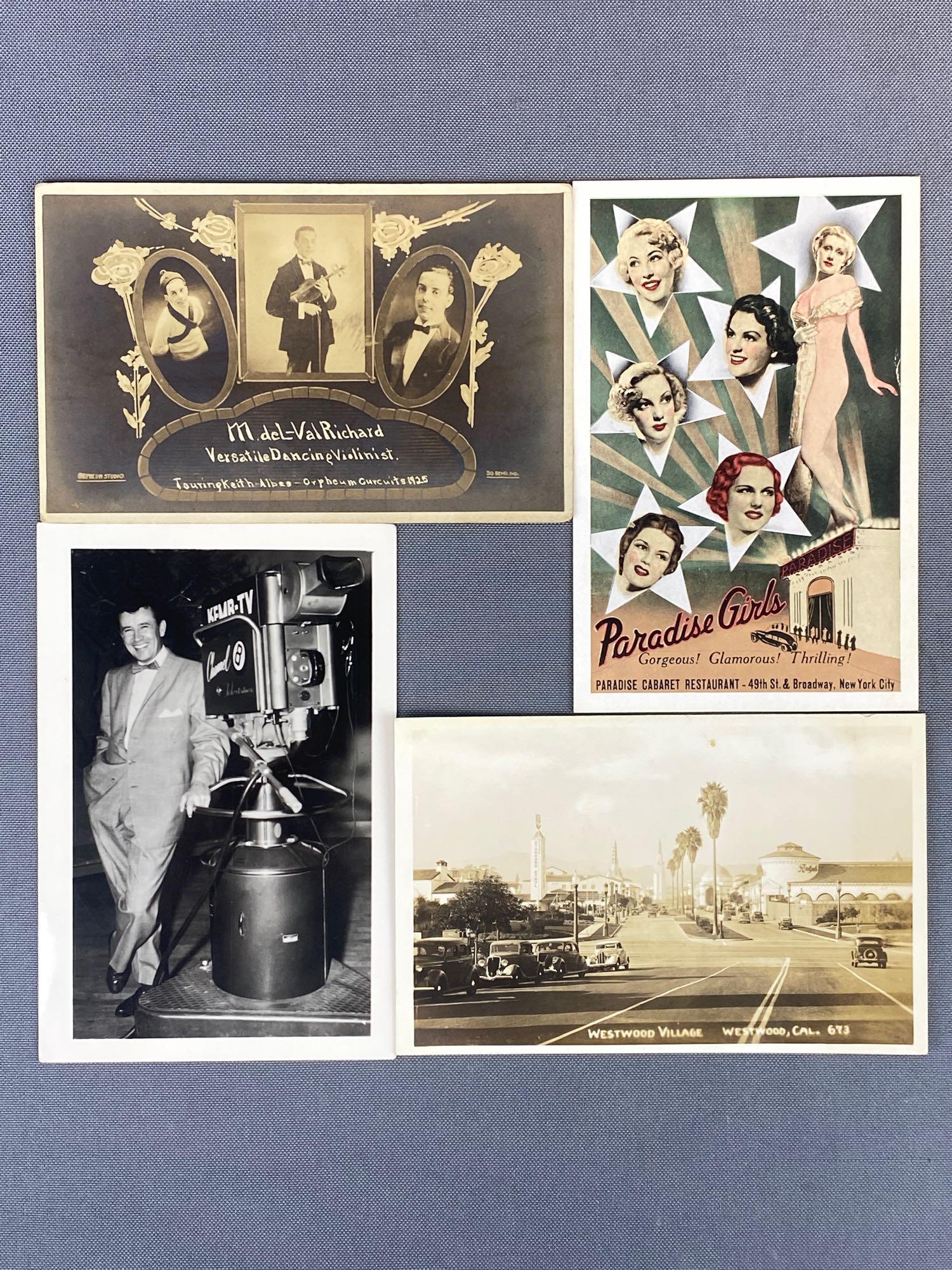 Postcards-Entertainers, Hollywood: Group of 6, some Real Photo, films, television, restaurant