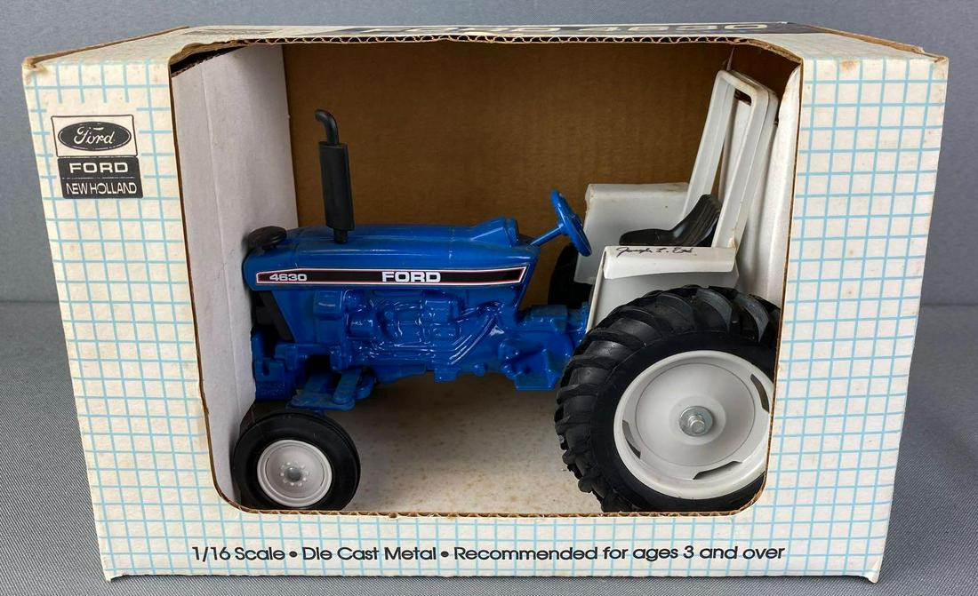 Signed Scale Models Ford 4630 Utility Tractor: Box and tractor are signed, 1/16 scale