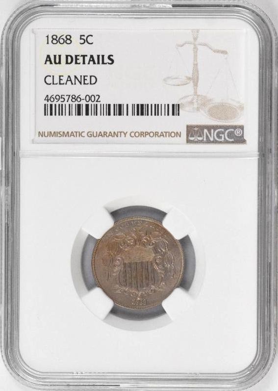 1868 Shield Nickel (NGC) AU details (1 of 2)