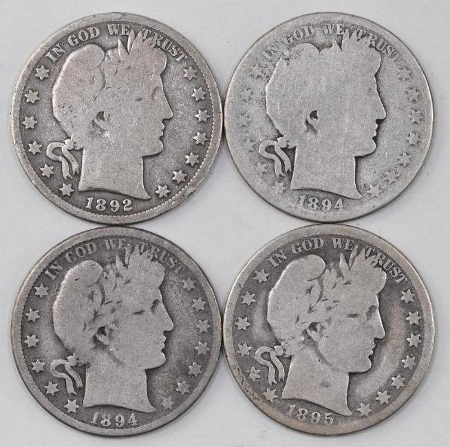 Group of (4) Barber Silver Half Dollars (1 of 2)