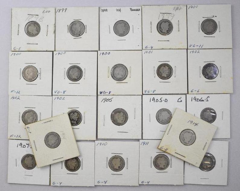 Group of (22) Barber Silver Dimes (1 of 1)