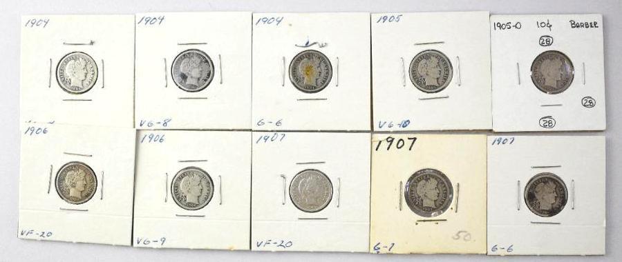 Group of (10) Barber Silver Dimes (1 of 7)