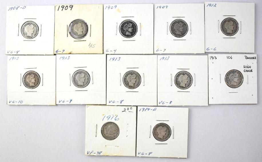 Group of (12) Barber Silver Dimes (1 of 8)