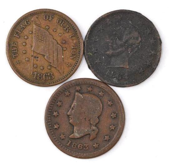 Group of (3) Civil War Tokens (1 of 2)