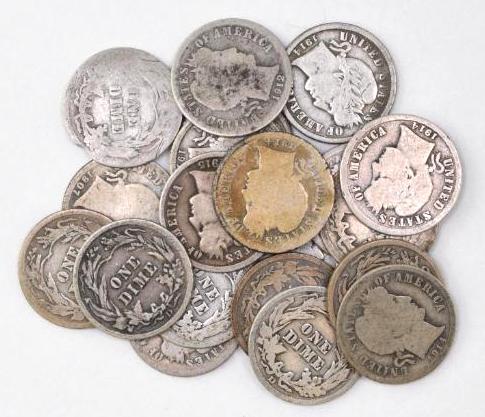 Group of (20) Barber Silver Dimes (1 of 1)